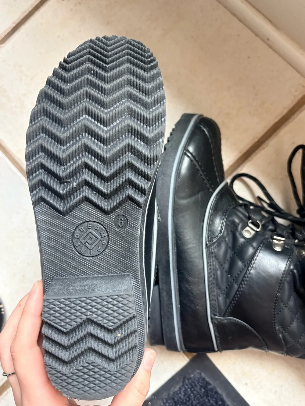 Black Faux Fur Lace-Up Winter Boots
